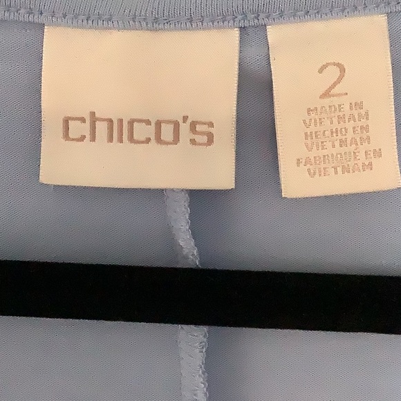 Chico’s Lorrine lace insert high-lowt-shirt - blue - size 2 (L). - Picture 3 of 11